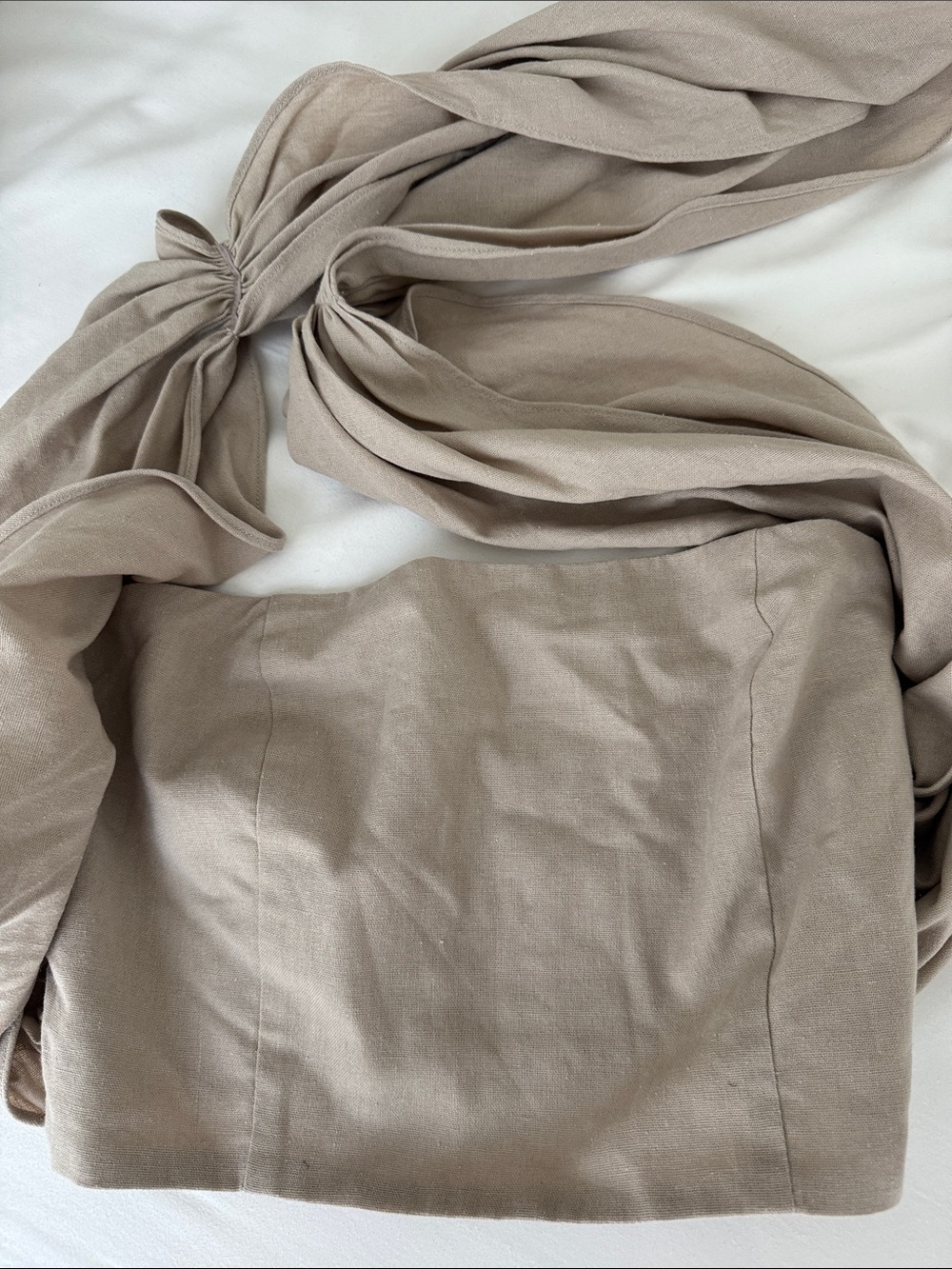 Commense Strapless cross tie top in Linen